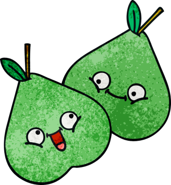 Bir insan tarafından çizilmiş yeşil armut retro grunge desen karikatürü