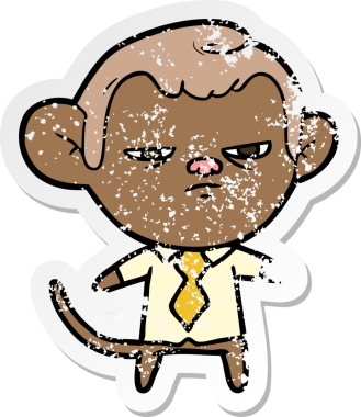 Bir insan tarafından çizilmiş karikatür maymununun sıkıntılı çıkartması