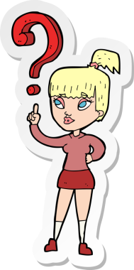 Bir insan tarafından çizilmiş bir karikatür kadının çıkartması.