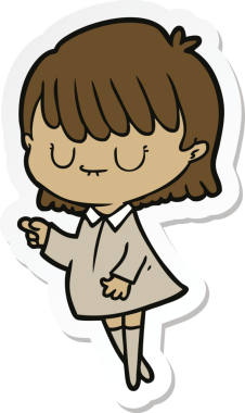 Bir insan tarafından çizilmiş bir karikatür kadının çıkartması.