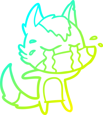 Bir insan tarafından çizilmiş ağlayan kurdun soğuk çizgi çizimi.