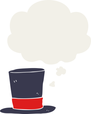 Düşünce baloncuğu olan çizgi film şapkası insan tarafından çizilmiş.