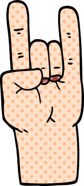 Bir insan tarafından çizilmiş karalama rock müzik eli.