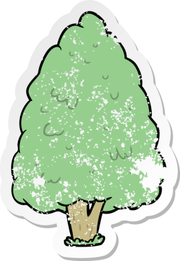 Bir insan tarafından çizilmiş, karikatür gibi uzun bir ağacın...