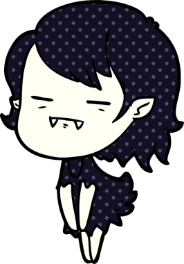 Bir insan tarafından çizilmiş ölümsüz vampir kız çizgi filmi.