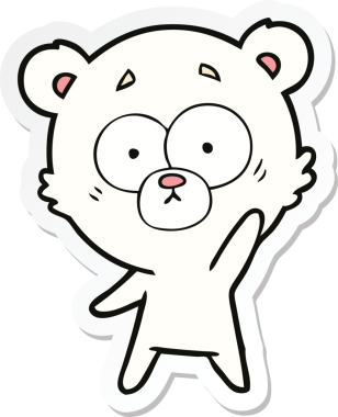 Bir insan tarafından çizilmiş şaşırmış bir kutup ayısının çıkartması.