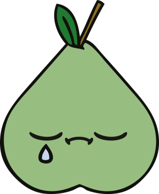 Bir insan tarafından çizilmiş yeşil armut karikatürü.