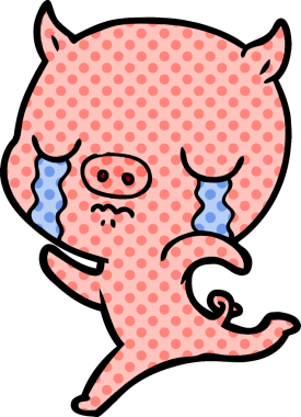 Çizgi film koşan domuz bir insan tarafından çizilmiş.