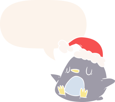 Bir insan tarafından çizilmiş konuşma baloncuğu olan sevimli penguen çizgi filmi.