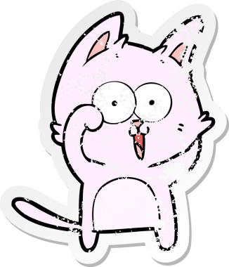 Bir insan tarafından çizilmiş komik bir çizgi film kedisinin sıkıntılı çıkartması.