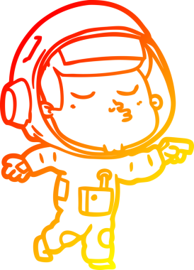 Bir insan tarafından çizilmiş kendinden emin bir astronotun sıcak çizgi çizimi