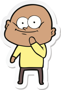 Bir insan tarafından çizilmiş kel bir adamın çıkartması.