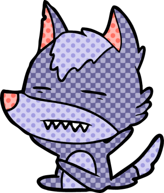 Bir insan tarafından çizilen dişleri gösteren bir kurt çizgi filmi.