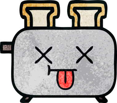 Bir insan tarafından çizilmiş bir tost makinesinin retro grunge doku karikatürü