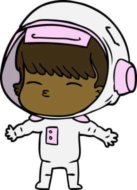 Bir insan tarafından çizilmiş meraklı astronot çizgi filmi.