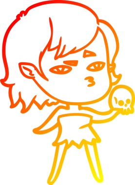 Bir insan tarafından çizilmiş bir vampir kız çizgi çizimi.