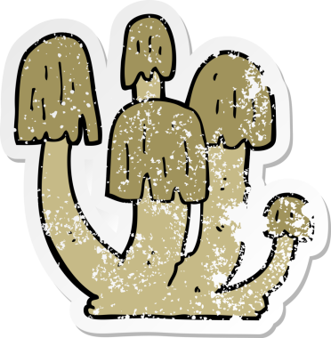 Bir insan tarafından çizilmiş karikatür mantarının sıkıntılı çıkartması.