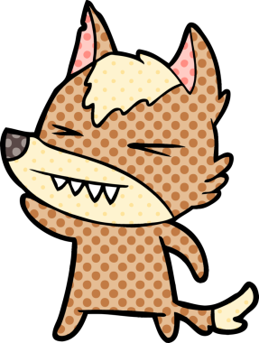 Bir insan tarafından çizilmiş kızgın kurt çizgi filmi.