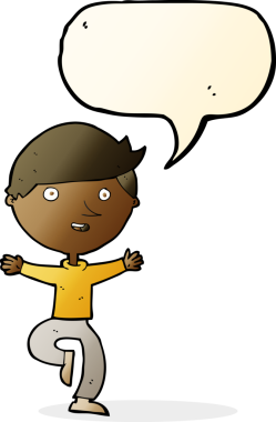 Bir insan tarafından çizilmiş konuşma balonuyla heyecanlı bir adam.