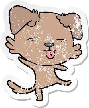 Bir insan tarafından çizilmiş dans eden bir köpeğin sıkıntılı çıkartması.