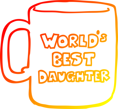 Dünyanın en iyi kızının bir insan tarafından çizilmiş sıcak çizgi çizimi.