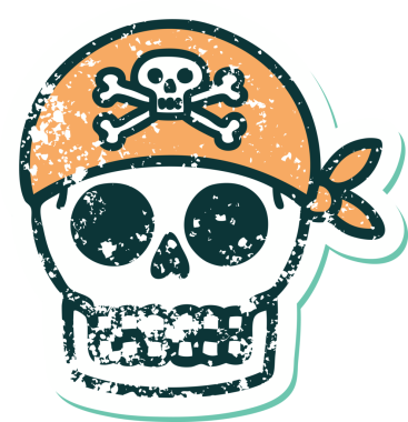 Bir insan tarafından çizilmiş korsan kafatasının sembolik dövmesi.