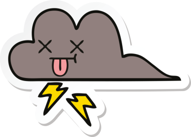 Bir insan tarafından çizilmiş şirin bir fırtına bulutunun çıkartması.