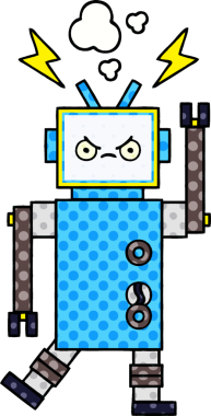 bir insan tarafından çizilmiş bir robotun çizgi roman tarzı