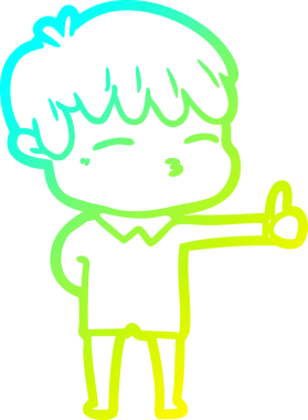 Bir çizgi film karakteri çizen soğuk gradyan bir insan tarafından çizilmiş meraklı çocuk.