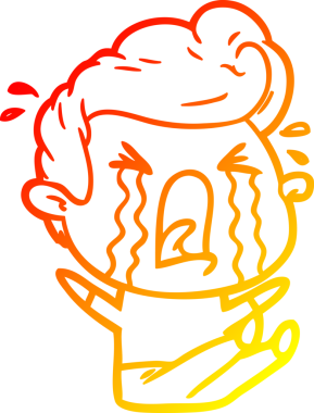 Bir insan tarafından çizilmiş, ağlayan bir çizgi film karakteri.