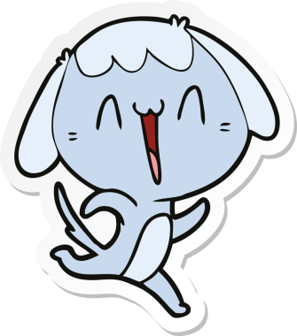 Bir insan tarafından çizilmiş şirin bir köpeğin çıkartması.