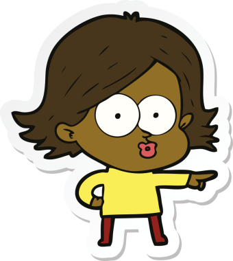 Bir insan tarafından çizilmiş somurtkan bir çizgi film kızının çıkartması.