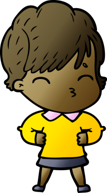 Bir insan tarafından çizilmiş bir çizgi film kadını.