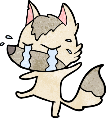 Bir insan tarafından çizilmiş ağlayan kurt çizgi filmi.