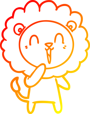 Bir insan tarafından çizilmiş gülen aslan karikatürü.