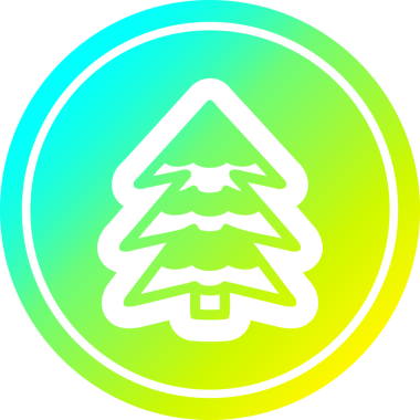 Bir insan tarafından çizilmiş havalı gradyan çizgili karlı ağaç dairesel simgesi