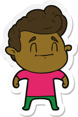 Bir insan tarafından çizilmiş mutlu bir çizgi film karakterinin çıkartması.