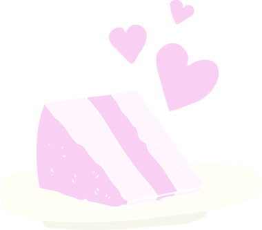 Bir insan tarafından çizilmiş güzel pastanın düz renk çizimi