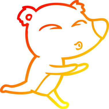 Bir insan tarafından çizilen çizgi film koşu ayısının sıcak çizgi çizimi