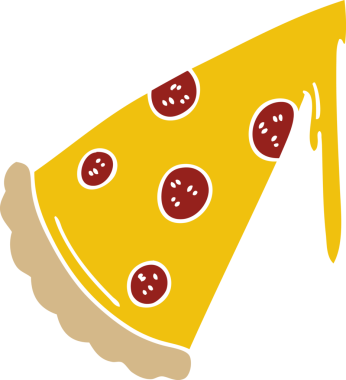 Bir insan tarafından çizilmiş tuhaf bir pizza dilimi.