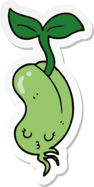 Bir insanın çizdiği filizlenen fasulye çıkartması.