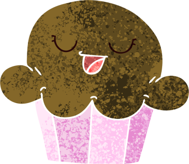 Bir insan tarafından çizilmiş garip çizim tarzı mutlu kek.