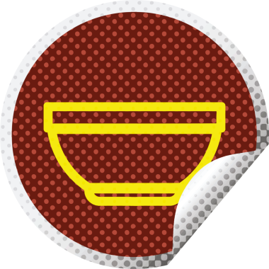 Pirinç kase dairesel kabuk soyma etiketi bir insan tarafından çizilmiş.