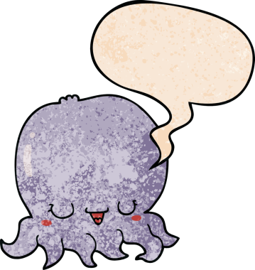 bir insan tarafından çizilmiş, geçmişe dönük konuşma baloncuklu çizgi film denizanası.