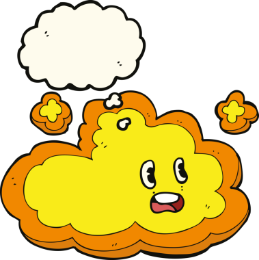 Bir insan tarafından çizilmiş düşünce baloncuklu çizgi film bulutu