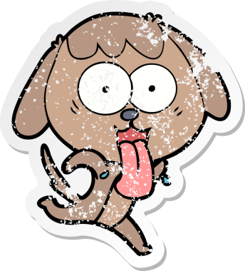 Bir insan tarafından çizilmiş şirin bir köpeğin sıkıntılı çıkartması.