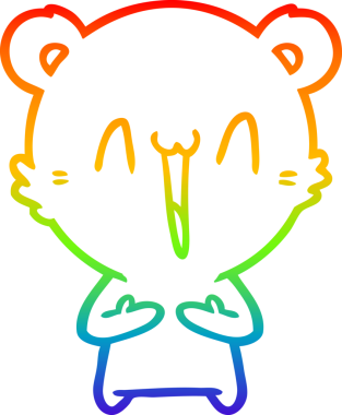 Mutlu kutup ayısı karikatürünü çizen gökkuşağı gradyanı bir insan tarafından çizilmiş.