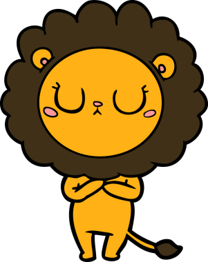 Bir insan tarafından çizilmiş çizgi film aslanı.