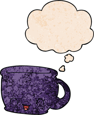 Bir insan tarafından çizilmiş grunge desenli bir kahve fincanı.