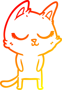 Bir insan tarafından çizilmiş sakin bir çizgi film kedisinin sıcak çizgi çizgisi.